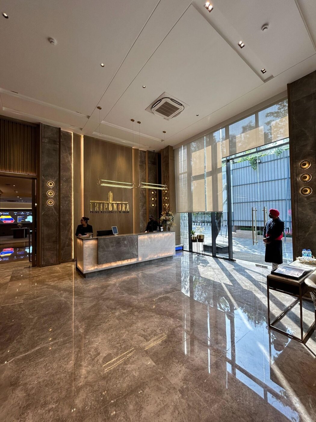 Precise reception desk detailing representing backend execution support